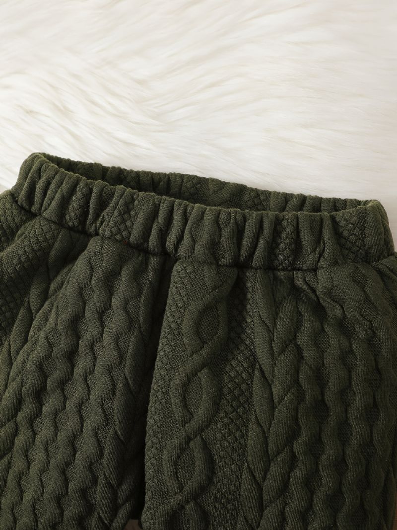 Bebis Enfärgade Långärmade Hoodies & Byxor Set Vinter Pojkar Flickor Barnkläder