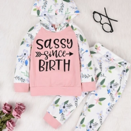 Bebis Flickor Alfabet Print Sweatshirt Byxor Set För Höst / Vinter