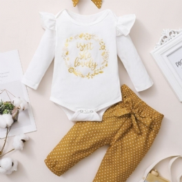 Bebis Flickor Blommönster Långärmad Triangel Romper & Byx Set