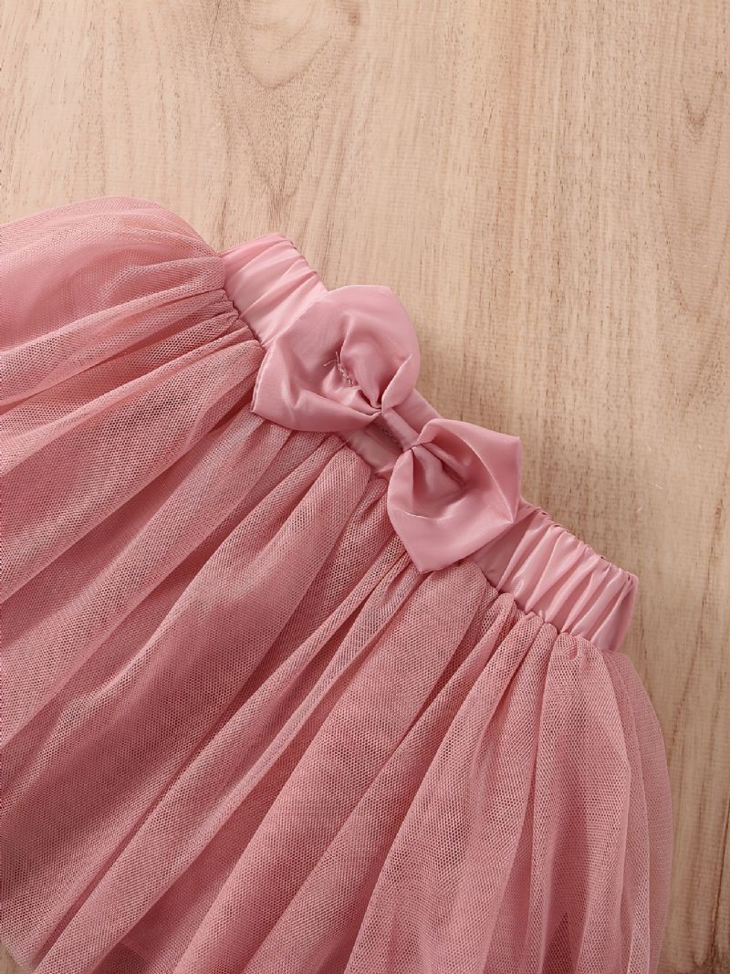 Bebis Flickor Casual Collared Skjorta Rosa Mesh Kjol Set