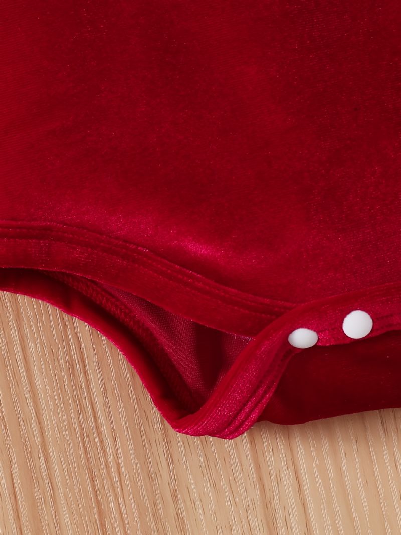 Bebis Flickor Långärmad Bodysuit & Utsvängda Byxor & Hatt Set Newborn Set För Jul Bebiskläder