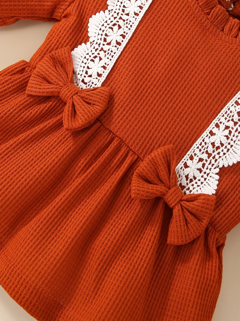 Bebis Flickor Långärmad Bowknot Topp & Matchande Byxor Set Spädbarn Småbarn Klädsel