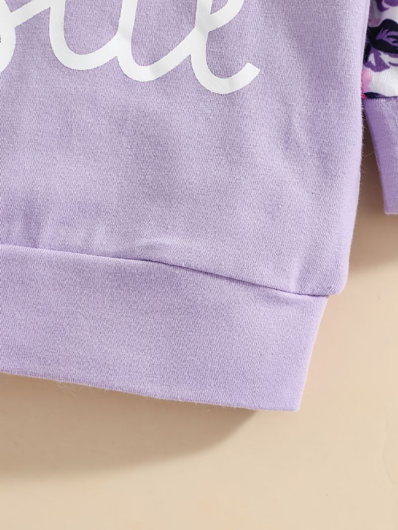 Bebis Flickor Letter Print Långärmad Rundhals Sweatshirt & Byx Set