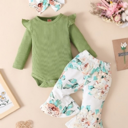 Bebis Flickor Volang Långärmad Bodysuit Onesie & Flare Pants Set