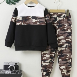 Bebis Pojkar Camo Pullover Sweatshirt & Matchande Joggingbyxor Set