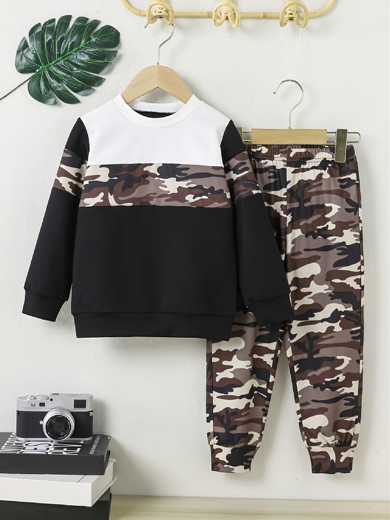 Bebis Pojkar Camo Pullover Sweatshirt & Matchande Joggingbyxor Set