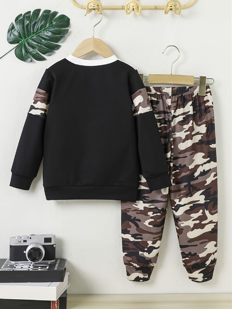 Bebis Pojkar Camo Pullover Sweatshirt & Matchande Joggingbyxor Set