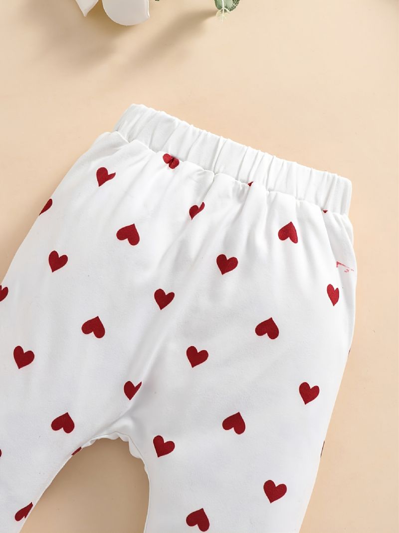 Bebis Pojkar Flickor Heart Print Långärmade Sweatshirts Toppar & Byxor Set Underkläder Pyjamas Set