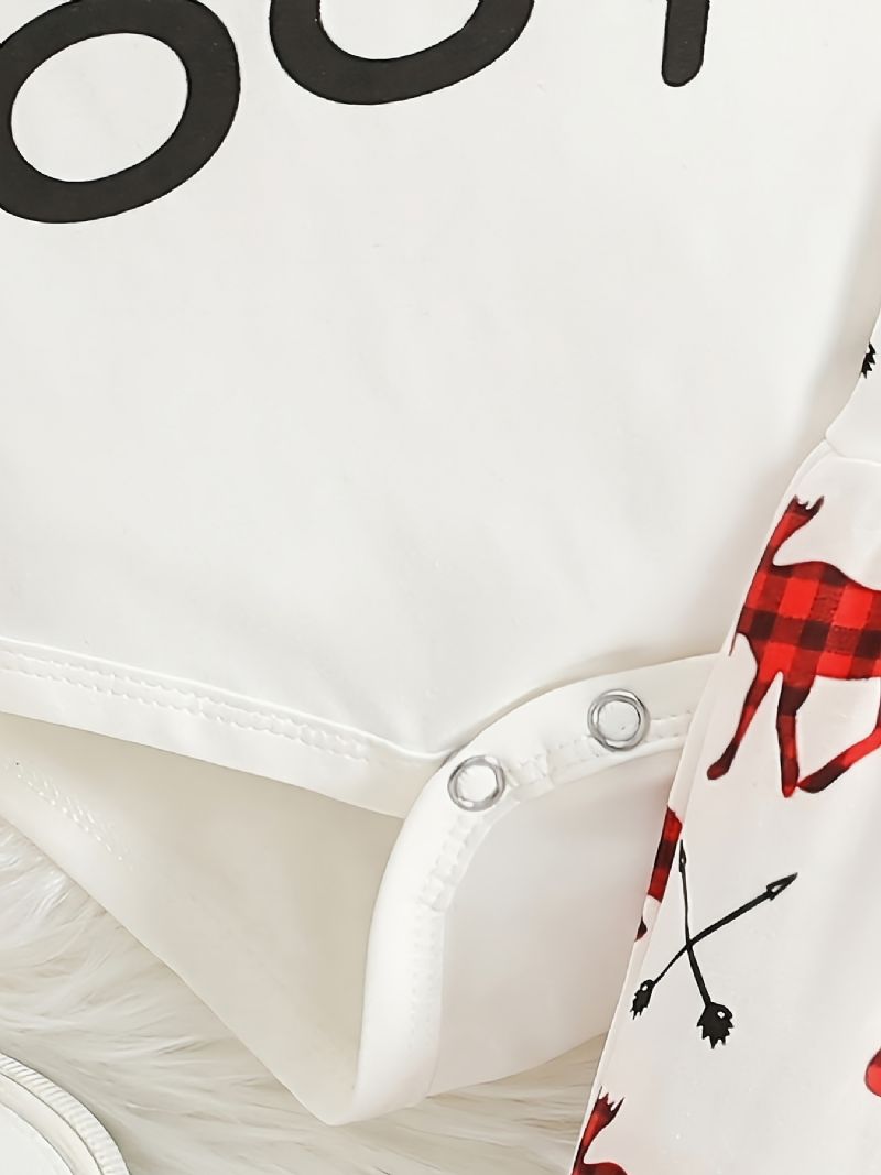 Bebis Pojkar Flickor Romper Bodysuit + Matchande Älgmönster Byxor Set För Jul Bebiskläder Outfit