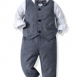 Bebis Pojkar Gentleman Outfit Formell Kostym Långärmad Klädeset