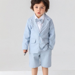 Bebis Pojkar Gentleman Outfit Formell Kostym Långärmad Skjorta & Kort Med Fluga Set