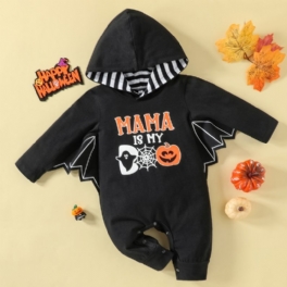 Bebis Pojkar Halloween Pumpkin Romper Jumpsuit Med Vingar