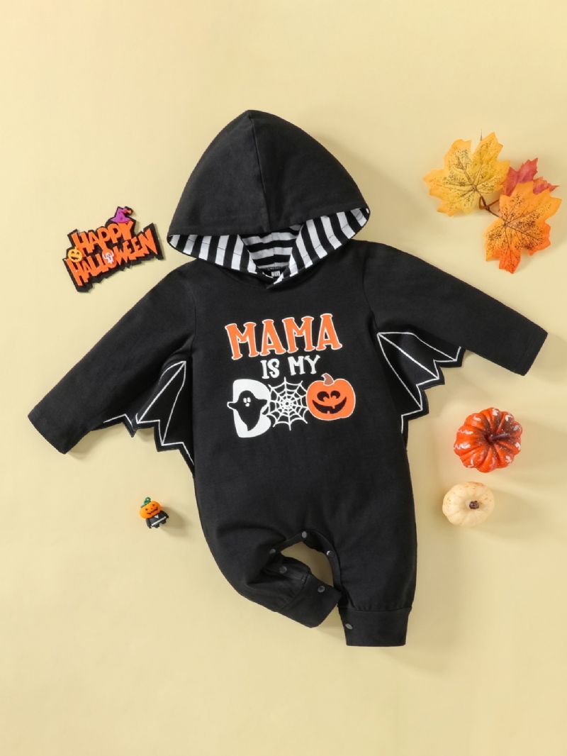 Bebis Pojkar Halloween Pumpkin Romper Jumpsuit Med Vingar