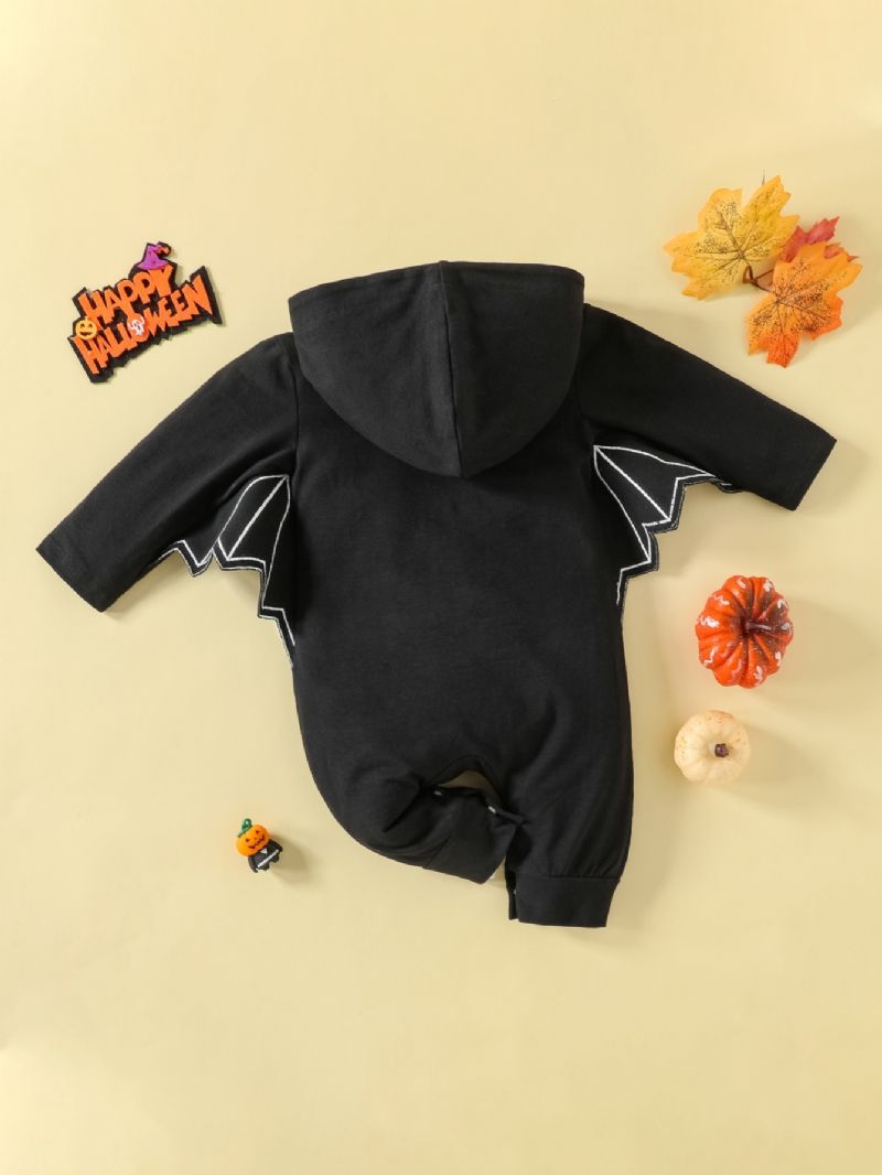 Bebis Pojkar Halloween Pumpkin Romper Jumpsuit Med Vingar