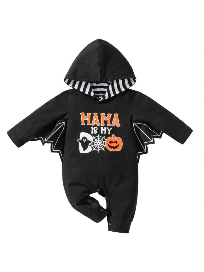 Bebis Pojkar Halloween Pumpkin Romper Jumpsuit Med Vingar