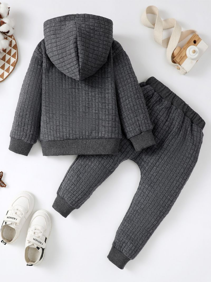 Bebis Pojkar Solid Hoodies Sweatshirt Topp & Byxor Set Vinter Set