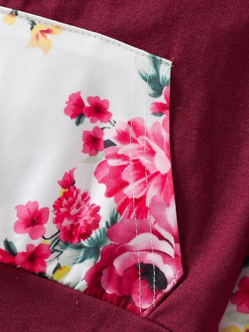 Blommig Huvtröja För Flickor Hoodies + Byxor + Pannband Outfits Kläder Set