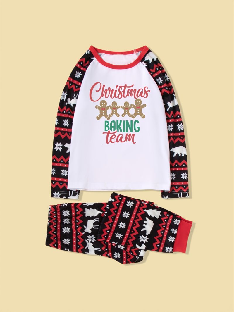 Christmas Pyjamas Sets Förälder-barn Casual Pepparkakor Man Alfabet Print Set
