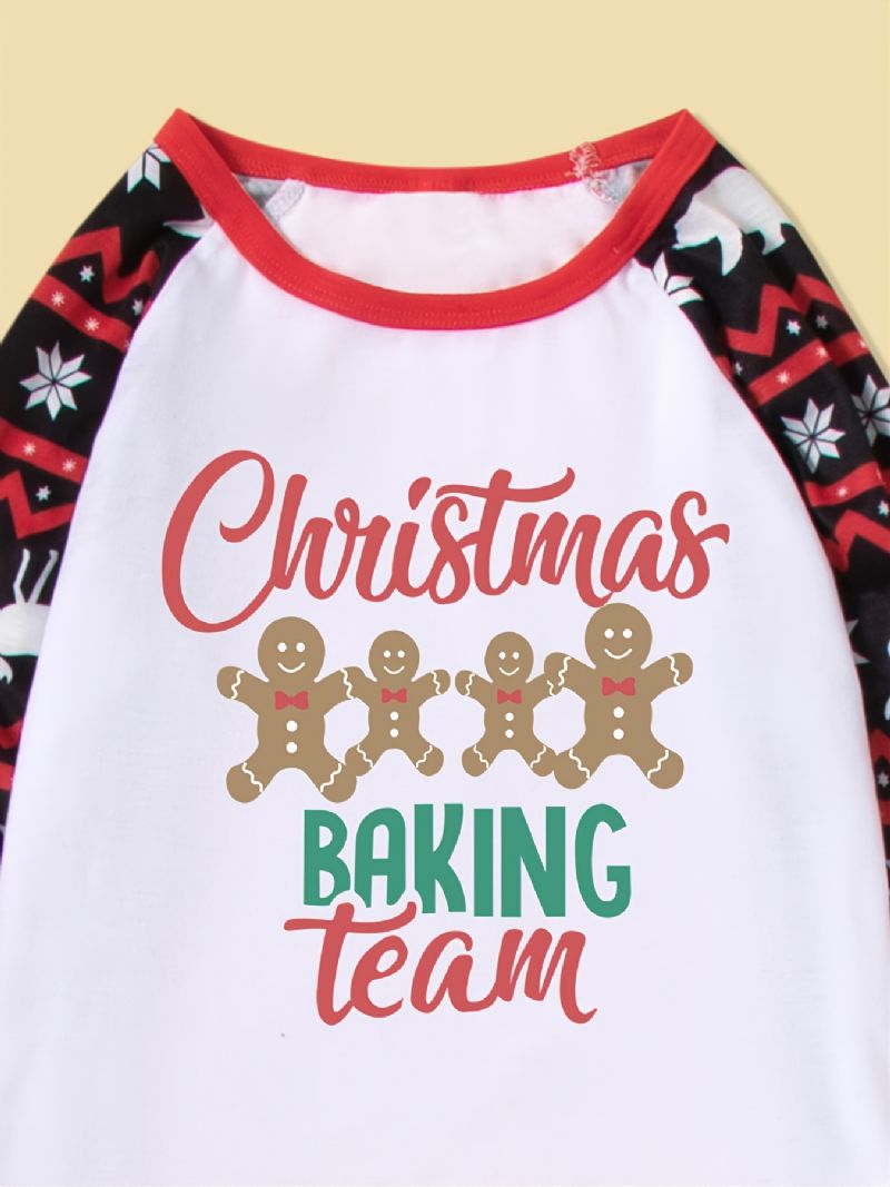 Christmas Pyjamas Sets Förälder-barn Casual Pepparkakor Man Alfabet Print Set