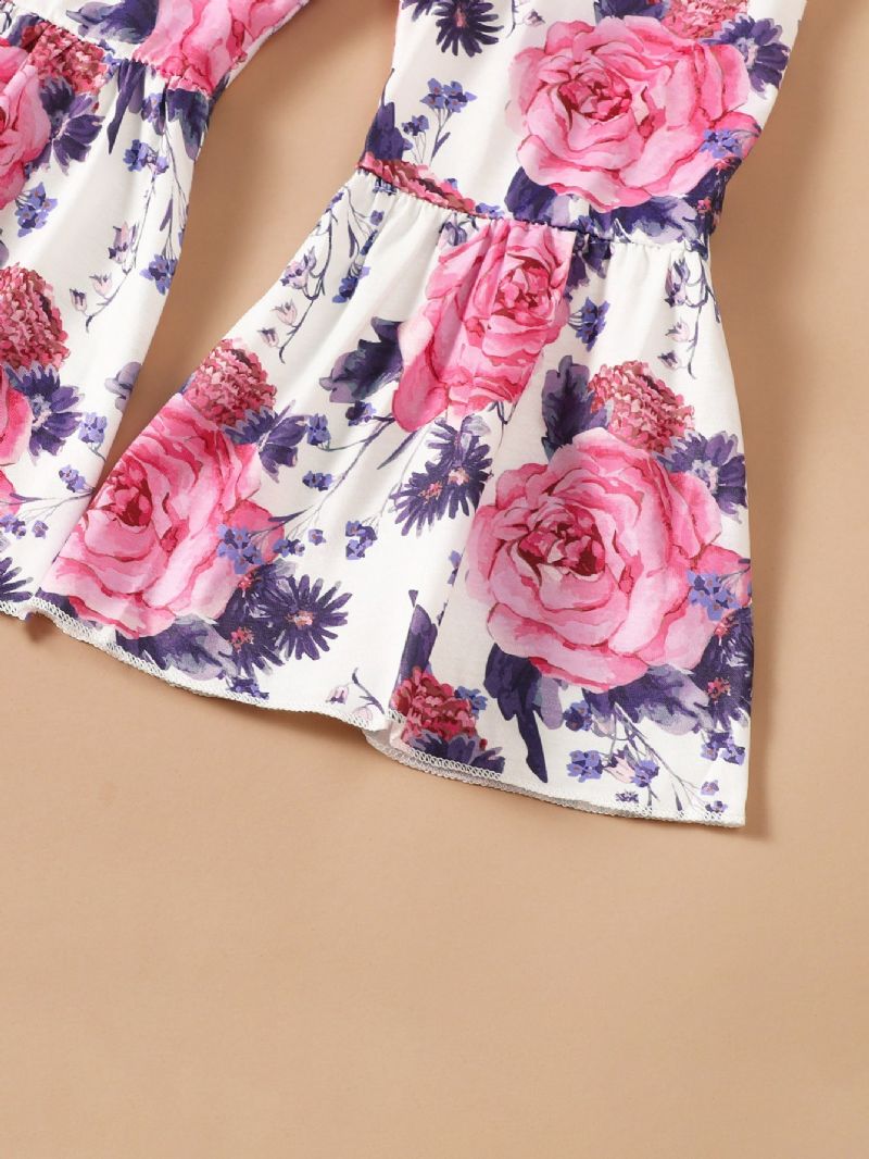 Flickor Little Miss Sassy Kortärmad Blommiga Flare Byxor Set
