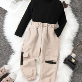 Flickor Modeista Stickad Turtleneck & Cargo Pants Set