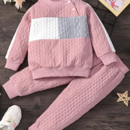 Flickor Patchwork Långärmad Sweatshirt & Matchande Byxor