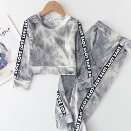 Flickor Tie Dye Långärmad Sweatshirt + Träningsbyxor Set Barnkläder
