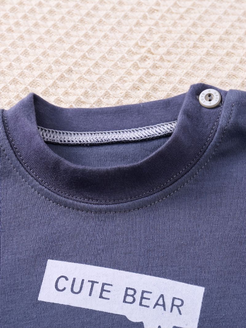 Höst Vinter Pojkar Casual Bear Tryckt Crew Neck Långärmade Byxor Set