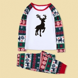 Jul Förälder-barn Casual Santa Älg Print Pyjamas Set