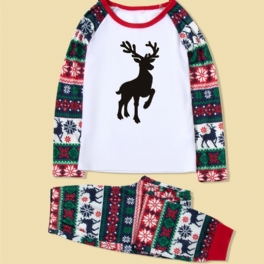 Jul Förälder-barn Casual Santa Älg Print Pyjamas Set