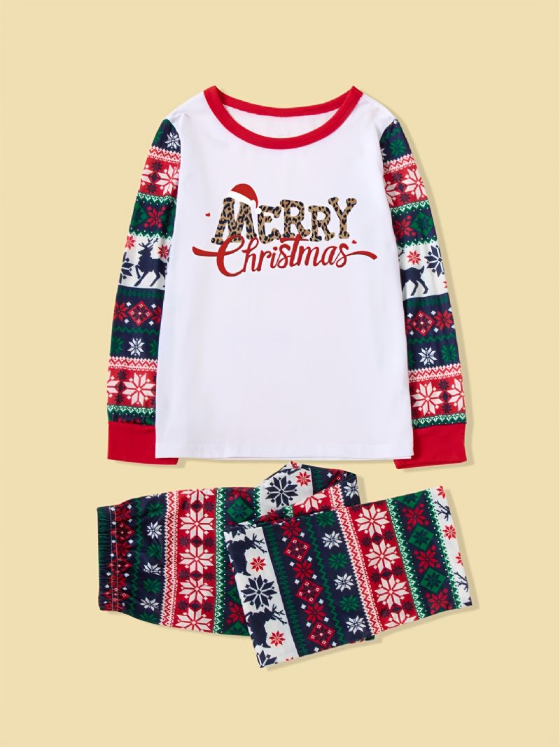 Jul Förälder-barn Casual Santa Alfabetet Print Pyjamas Set