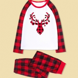 Jul Förälder-barn Casual Tomtehorn Print Pyjamas Set