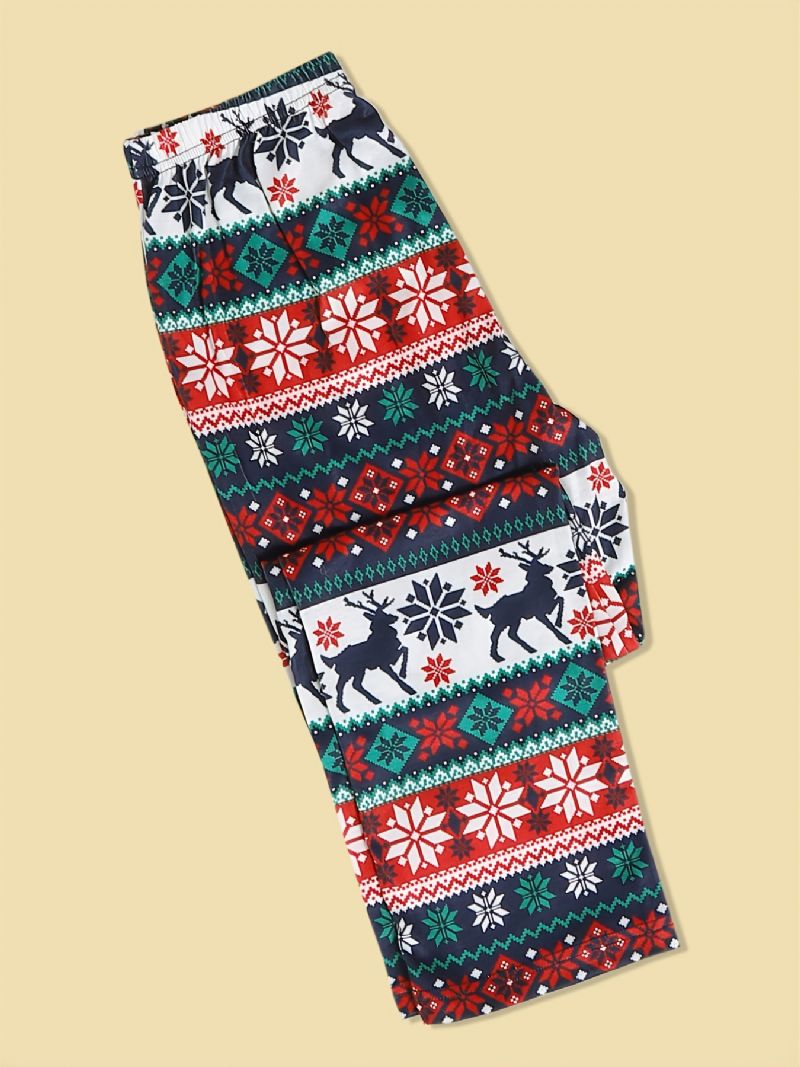 Jul Förälder-barn Jultomten Älg Snögubbe Print Pyjamas Set