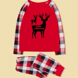 Jul Förälder-barn Santa Älg Alfabetet Print Pyjamas Set