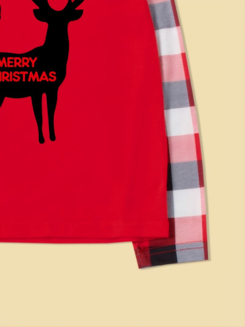 Jul Förälder-barn Santa Älg Alfabetet Print Pyjamas Set