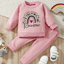 Kläder För Småbarnsflickor Långärmad Regnbågstopp+långbyxa Set Höstdräkter Träningsdräkter För Barn