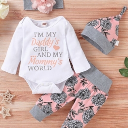 Newborn Bebis Flickor Långärmad Romper + Byxor + Pannband Toddler Set