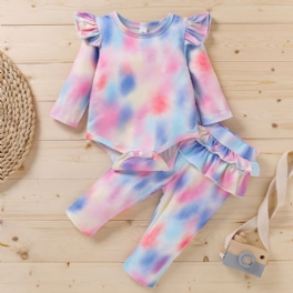 Newborn Bebis Flickor Tie Dye Print Romper + Byxor Outfit Kläder Set