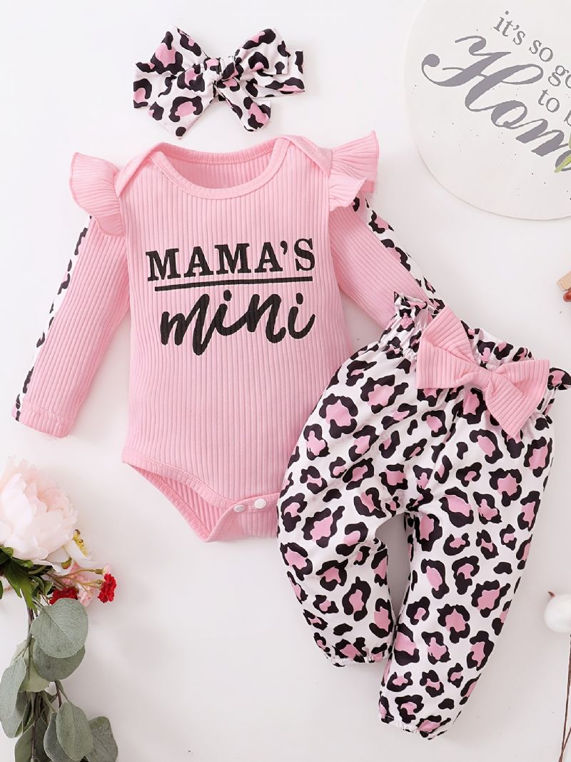 Nyfödda Flickor Långärmade Romper Byxor Pannband Set Bebis Layette Set Spädbarn Bebiskläder Outfit