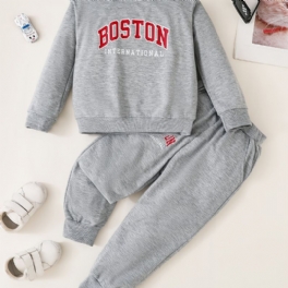 Pojkar Boston Print Långärmad Sweatshirt & Byx Set