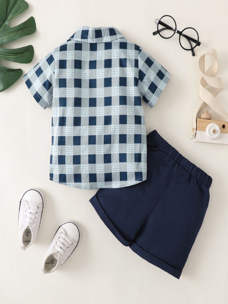 Pojkar Bow Check Shirt & Shorts Set