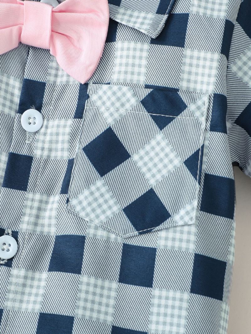 Pojkar Bow Check Shirt & Shorts Set