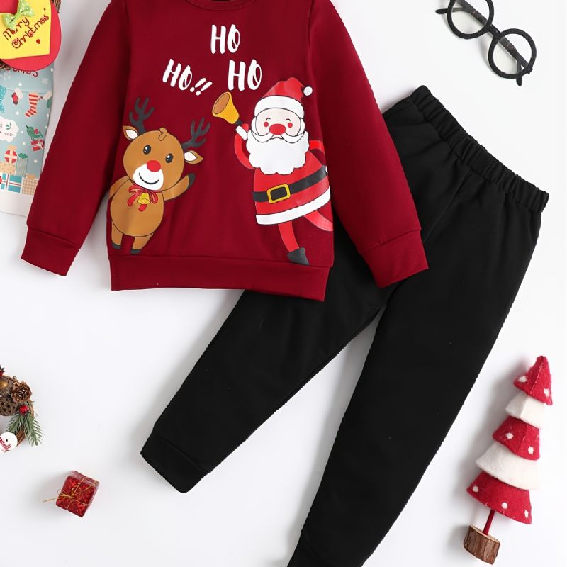 Pojkar Cartoon Christmas Printed Sweatshirt Byxor