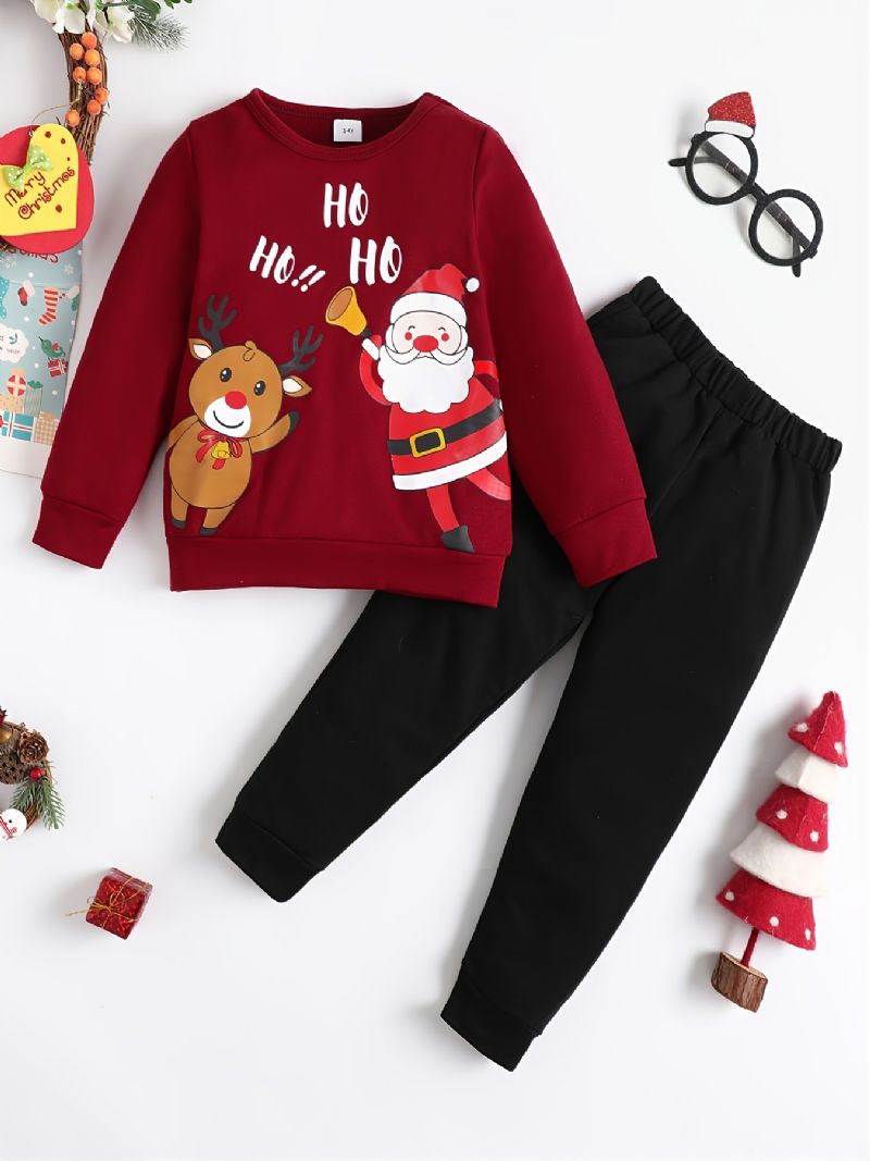 Pojkar Cartoon Christmas Printed Sweatshirt Byxor