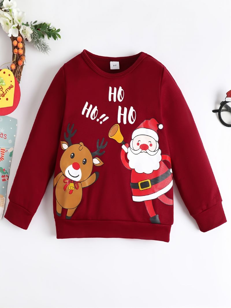 Pojkar Cartoon Christmas Printed Sweatshirt Byxor