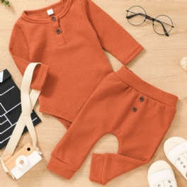 Pojkar Casual Solid Randiga Bodysuit Byxor Set