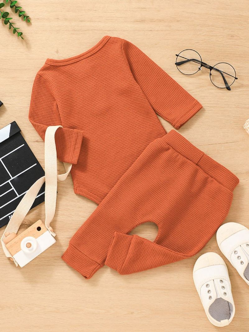Pojkar Casual Solid Randiga Bodysuit Byxor Set