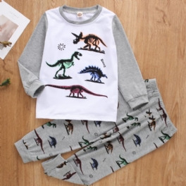 Pojkar Dinosaur Print Långärmad Sweatshirt & Byxor Set