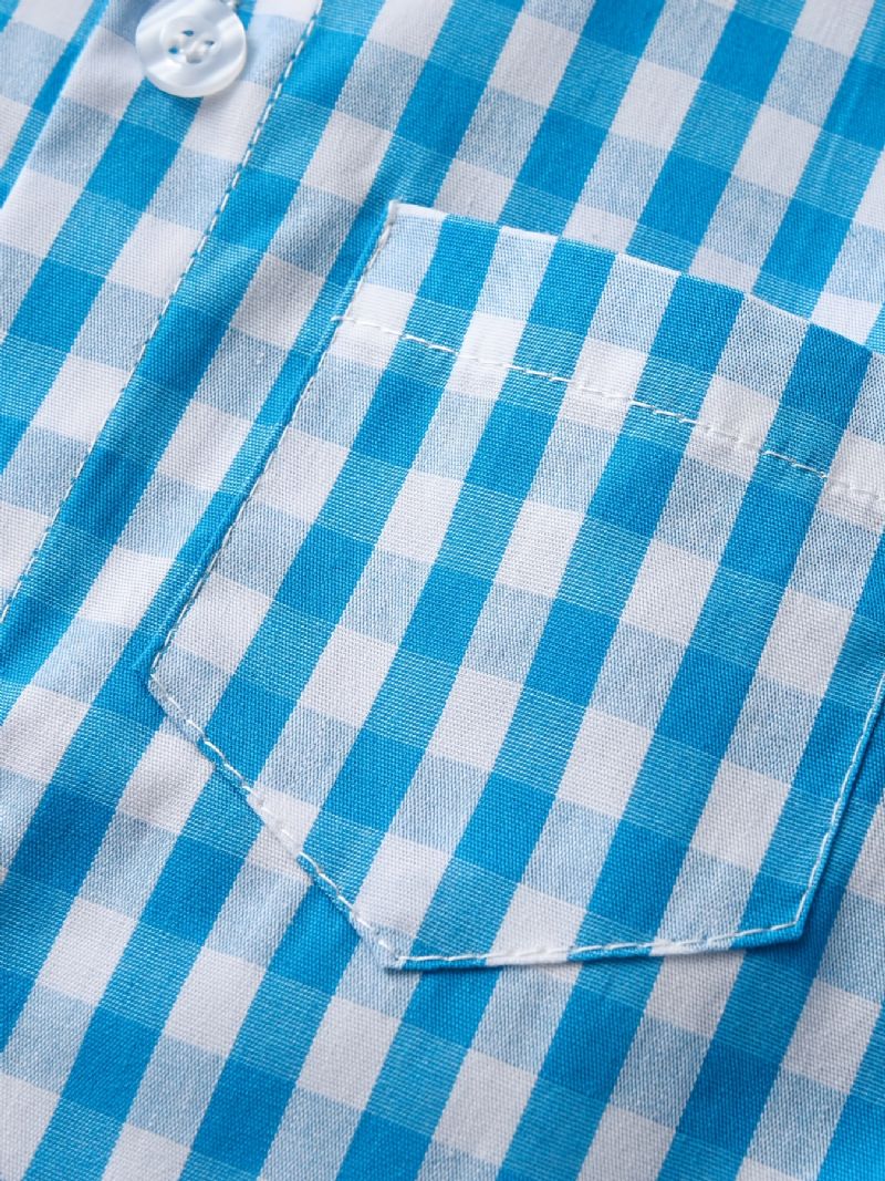 Pojkar Gentleman Outfit Långärmad Rutig Skjorta Med Fluga & Hängselbyxor Set Kläder