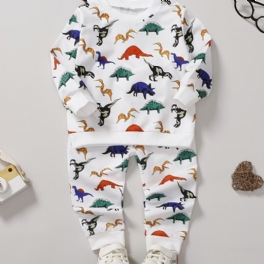 Pojkar Mode Casual Dinosaur Print Rund Hals Sweatshirt Byxor Set